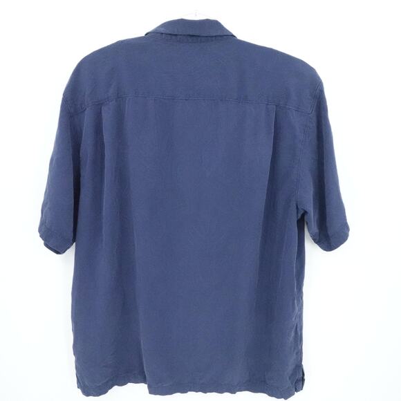 Tommy Bahama Shirt Mens XL Blue Palm Print Silk Camp Loop Collar Resort Vacation - Picture 2 of 16